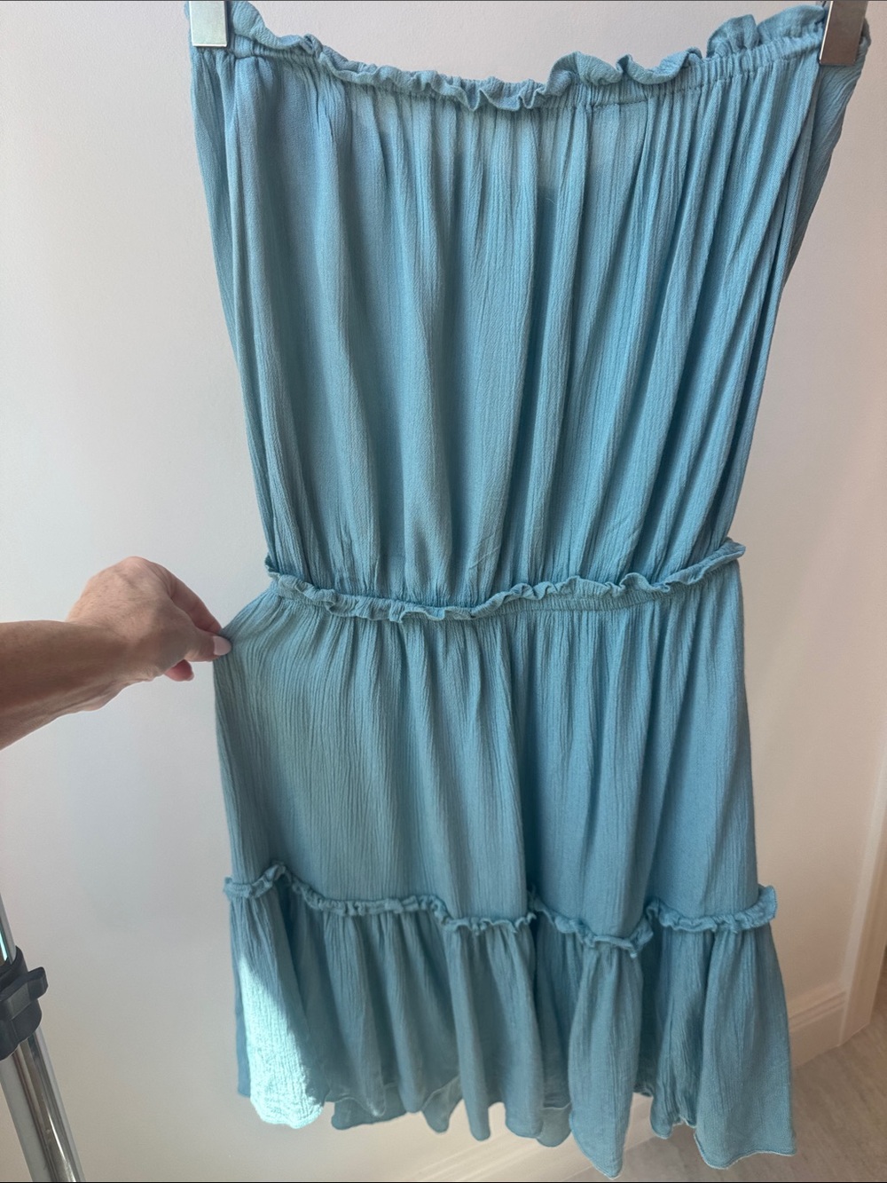 Elan Seafoam Blue Ruffled Strapless Sundress - Picture 3 of 3